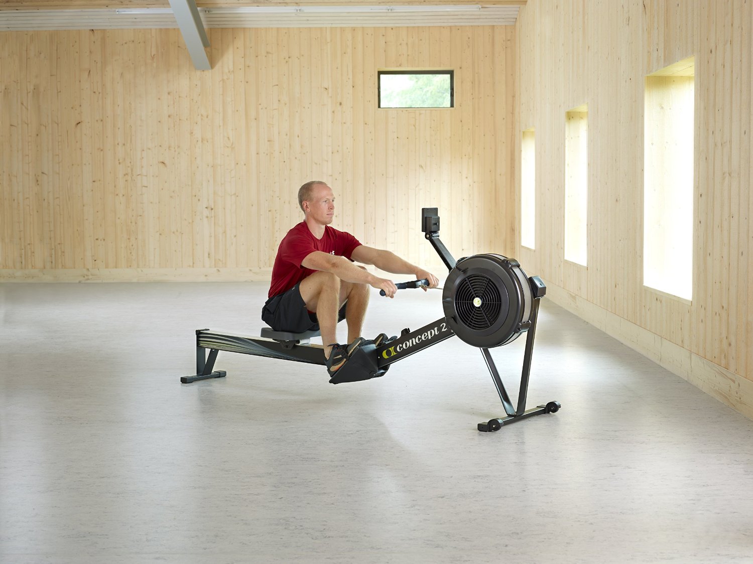 man working out with the Concept 2 Model D