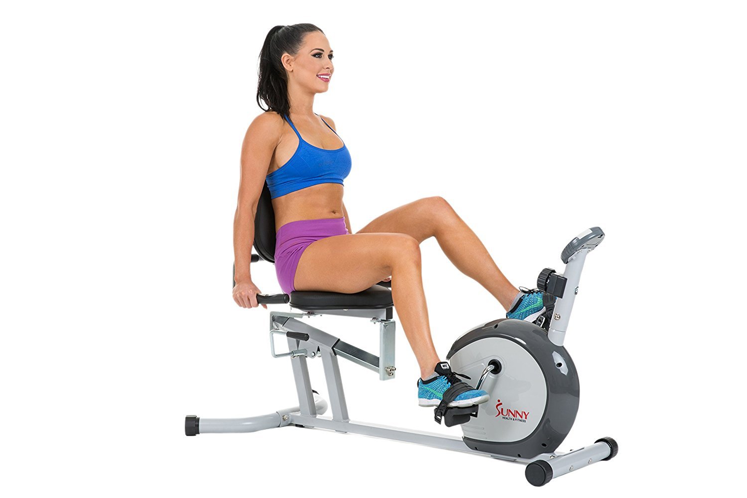 woman on an exercise bike suitable for her height
