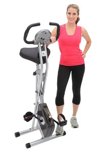 Exerpeutic Folding Magnetic Upright Bike with Pulse is pictured here